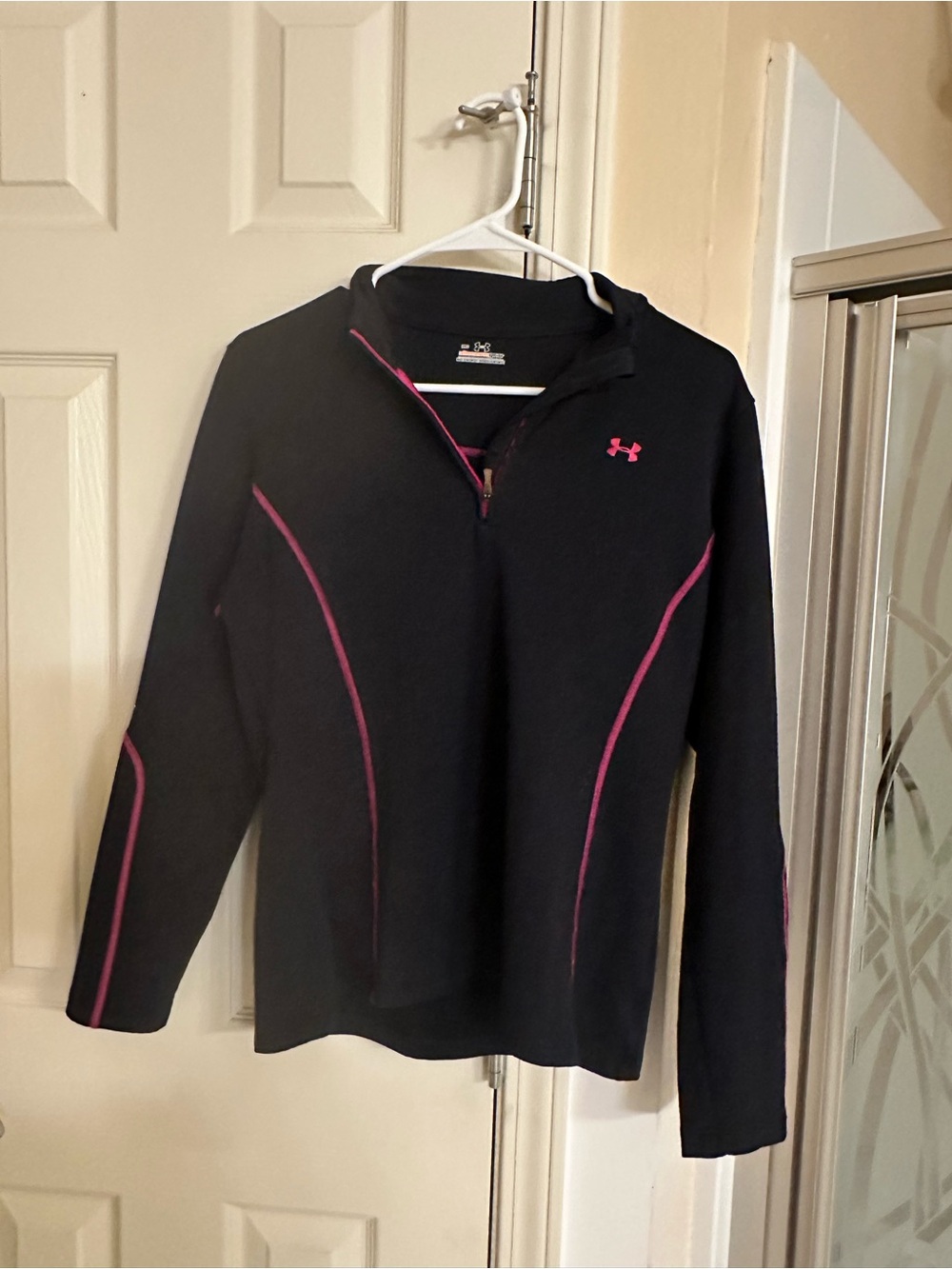 Under Armour Women's Black Quarter-Zip Pullover with Pink Piping